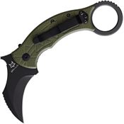 Fox 802OD Tribal K Karambit Knife OD Green Handles