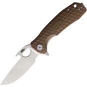 Honey Badger 1062 Medium Easy Open Linerlock Knife Tan Handles