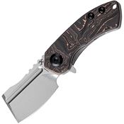 Kansept 3030B1 Mini Korvid Stonewashed Framelock Knife Copper/Carbon Fiber Handles