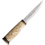 Marttiini 548018 Suomi-Finland Satin Fixed Blade Knife Waxed Curly Birch Handles