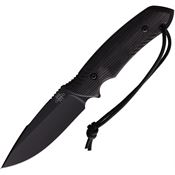 Attleboro 10111 The Attleboro Black Part Serrated Fixed Blade Knife Black Handles