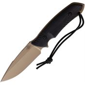 Attleboro 10112 The Attleboro Tan Part Serrated Fixed Blade Knife Black Handles