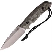 Attleboro 10114 The Attleboro Stonewashed Part Serrated Fixed Blade Knife Black Handles