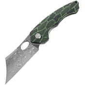 Bestech L07C Skirmish Damascus Linerlock Knife Black/Green Handles