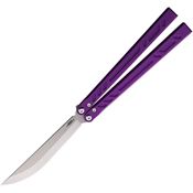 Bladerunners Systems 011PRP Channel Balisong Stonewash Folding Knife Purple Handles