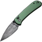 Civivi 22030EDS1 Qubit Button Lock Damascus Knife Green Handles