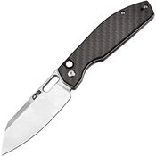 CJRB 1929BCF Ekko Button Lock Stonewash Knife Carbon Handles