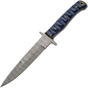 Damascus 1367BL Pig Sticker Damascus Fixed Blade Knife Black/Blue Handles