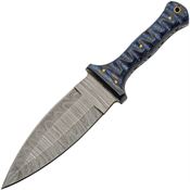 Damascus 1371BL Damascus Fixed Blade Knife Black/Blue Handles