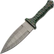 Damascus 1371GN Damascus Fixed Blade Knife Black/Green Handles