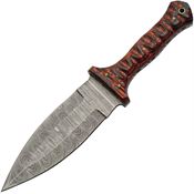 Damascus 1371RD Damascus Fixed Blade Knife Black/Red Sculptedwood Handles