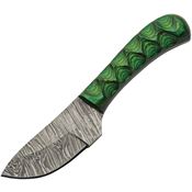 Damascus 1377GN Boy's Skinner Damascus Fixed Blade Knife Black/Green wood Handles
