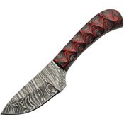 Damascus 1377RD Boy's Skinner Damascus Fixed Blade Knife Black/Red Handles
