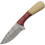 Damascus 1370RD Skinner Damascus Fixed Blade Knife Camel Bone/Red Handles