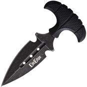 ElitEdge 20641SW Push Dagger Black Stonewash Fixed Blade Knife Black Handles