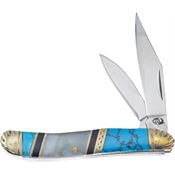 Frost SHS107BBW Folding Knife Pearl/Turquoise Handles