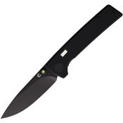 Glow Rhino 103 Fermi Black Linerlock Knife Green Handles