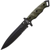 Halfbreed Blades MIK01PSBLKOD Medium Infantry Black Serrated Fixed Blade Knife OD Green Handles