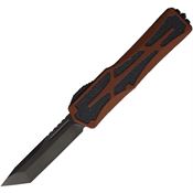 Heretic 0406ARB Auto Colossus OTF Tanto Root Black Stonewash Knife Rootbeer Handles