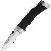 Katz 900DPS Cheetah Part Serrated Lockback Knife Black Handles