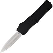 Mantis OTF813 Auto OTF Stilletto Plain Satin Knife Black Handles