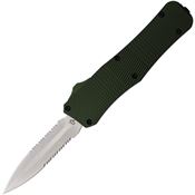 Mantis OTF816 Auto OTF Stiletto Serrated Satin Knife Green Handles