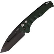 Medford 206SPT40AG Auto Swift Black Tanto Button Lock Knife Green Handles