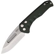 Medford 206STD40AG Auto Swift Tumbled Drop Point Button Lock Knife Green Handles