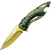 MTech A705GGN Assist Open Linerlock Knife with Green Handles