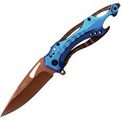 MTech A705OBL Assist Open Linerlock Knife with Blue Handles