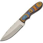 Pakistan 203481 Sunset Skinner Satin Fixed Blade Knife Blue/Yellow Handles