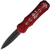 Piranha P8RT Auto Excalibur Tactical OTF Black Knife Red Handles