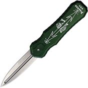 Piranha P8G Auto Excalibur Tactical OTF Stonewash Knife Green Handles