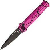 Piranha P7PKT Auto Miniguard Black Button Lock Knife Pink Camo Handles