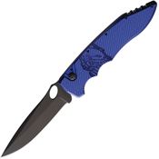 Piranha P11BT Auto Mini Predator Black Spear Point Button Lock Knife Blue Handles