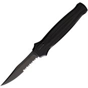 Piranha P19BKTS Auto Rated-R OTF Serrated Black Knife Black Handles