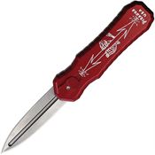 Piranha P8R Auto Excalibur Tactical OTF Stonewash Knife Red Handles