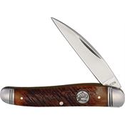 Queen City 010 Wharncliffe Satin Folding Knife Brown Handles