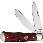 Queen City 7555 Big Boy Trapper Knife Red Bone Handles