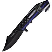 Rite Edge 300532 Back The Blue Linerlock Knife Black Handles