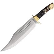 Rough Rider 2272 Bowie Satin Fixed Blade Knife Black Wood Handles