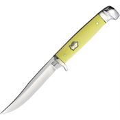 Rough Rider 1034 Small Hunter Stainless Fixed Blade Knife Yellow Handles