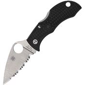 Spyderco MBKLFS Manbug Serrated Lockback Knife Black Handles