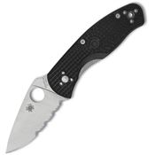 Spyderco 136PSBK Persistence Part Serrated Linerlock Knife Black Handles