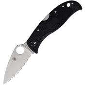 Spyderco 262SBK Leafjumper Serrated Lockback Knife Black Handles