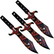 Toro 071 Tesoro Fire Black Fixed Blade Dragon Artwork Throwing Knives Set