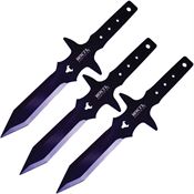 Toro 085 Barbaro Black Fixed Blade Purple Throwing Knives Set