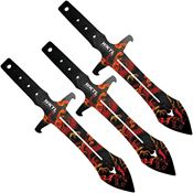 Toro 069 Maximo Fire Black Fixed Blade Dragon Artwork Throwing Knives Set