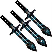 Toro 070 Maximo Water Black Fixed Blade Dragon Artwork Throwing Knives Set