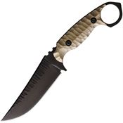 Wachtman 003MCS Titanoraptor Black Fixed Blade Knife Tan Handles